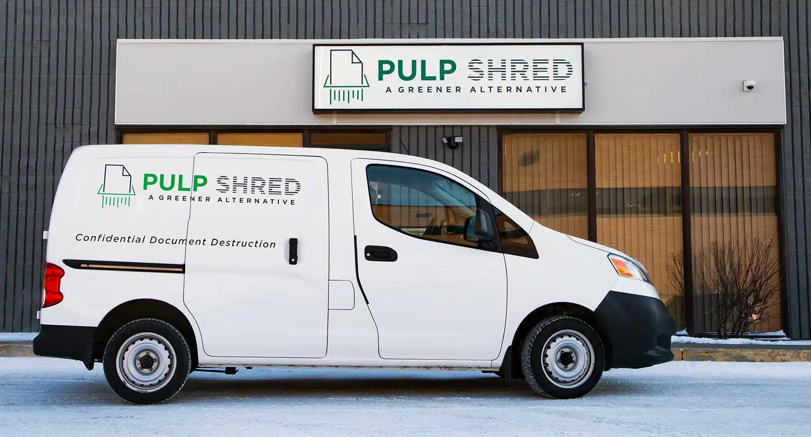 PULP Shred van and Calgary facility — professional document shredding services for businesses