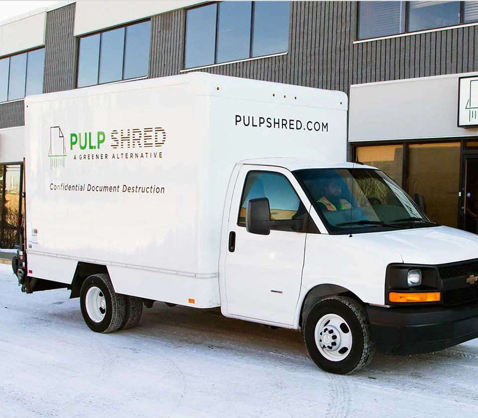 PULP Shred truck — confidential document destruction pickup service in Calgary
