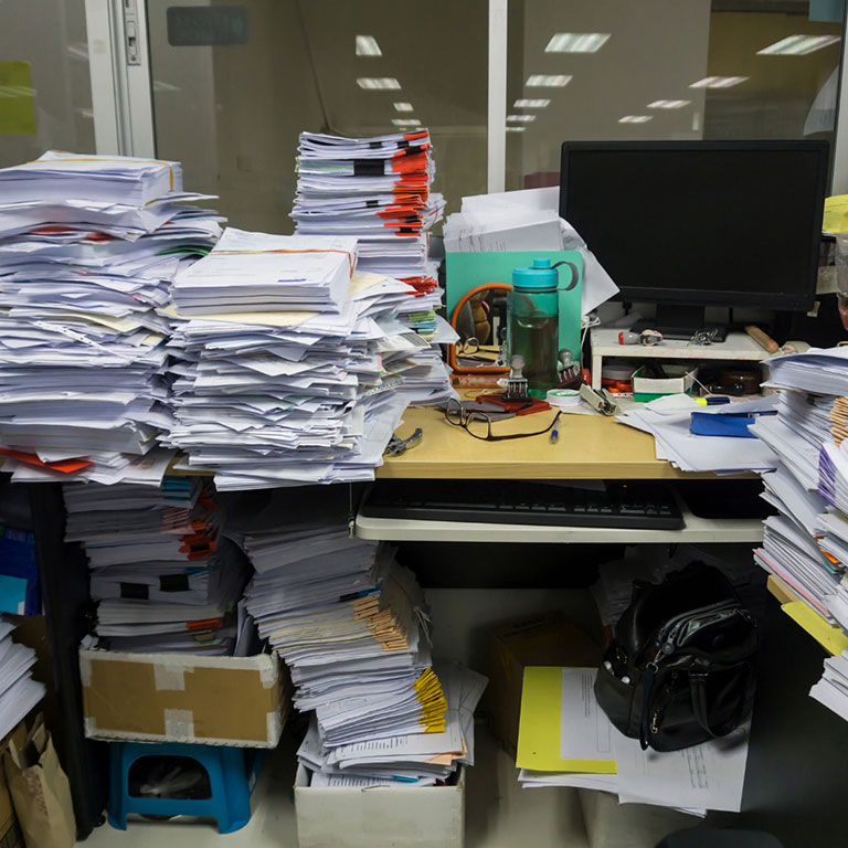 paper files clutter