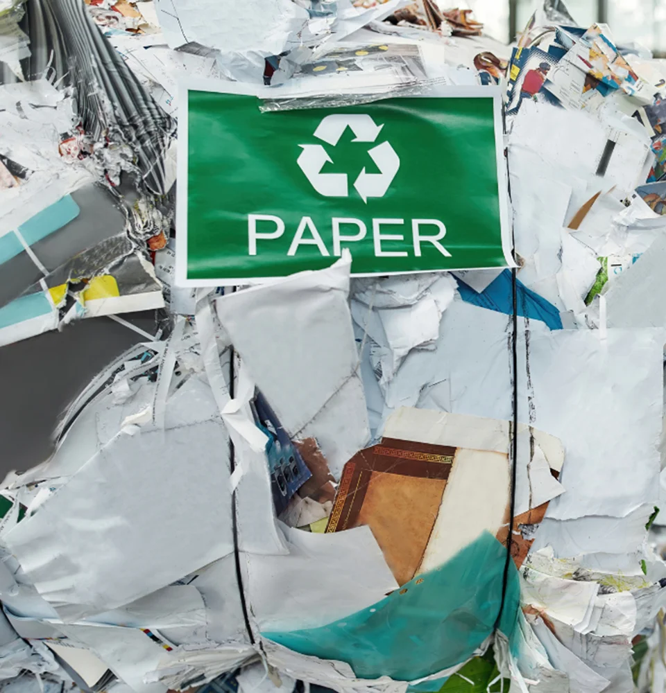 PULP Calgary's recycling impact — baled paper waste prepared for sustainable processing